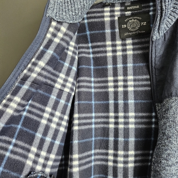 Buffalo David Bitton Mens Sherpa Fleece Lined Zip-Up Sweater Gray XL - Picture 8 of 12